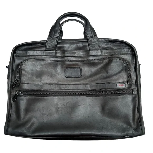 Tumi 96111DH ALPHA Slim Large Screen Black Leather Portfolio Briefcase Laptop​ - Picture 16 of 16